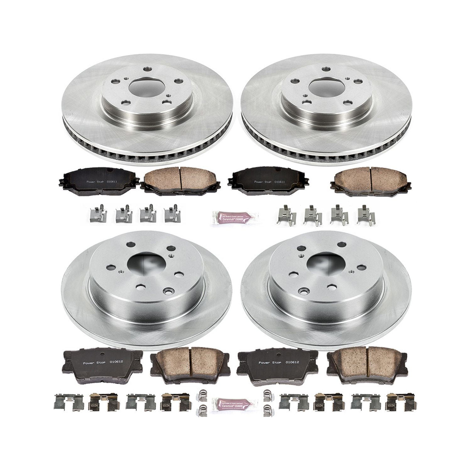 Power Stop Front and Rear Stock Replacement Brake Pad and Rotor Kit KOE4101 Fits 2018 Toyota RAV4