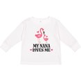 thumbnail image 3 of Inktastic Nana Loves Me Girl Flamingo Girls Long Sleeve Toddler T-Shirt, 3 of 5