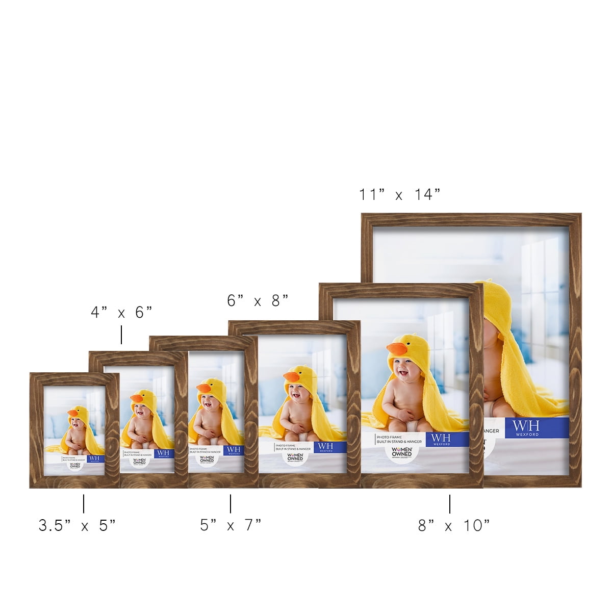Woodgrain 5 in. x 7 in. Walnut Picture Frame Set (Set of 4)
