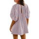 thumbnail image 4 of Trajes de Mujer Casual Moda Impresión Cuello Redondo Cordón Vendaje Manga Corta Bolsillos Traje de Juego, 4 of 5
