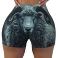 thumbnail image 2 of Balery Moody Ram Portrait Pantalones cortos de entrenamiento estampados para mujer, sin costuras, ajustados, para gimnasio, yoga, correr, deportes, ejercicio activo, fitness.-X-Large, 2 of 8