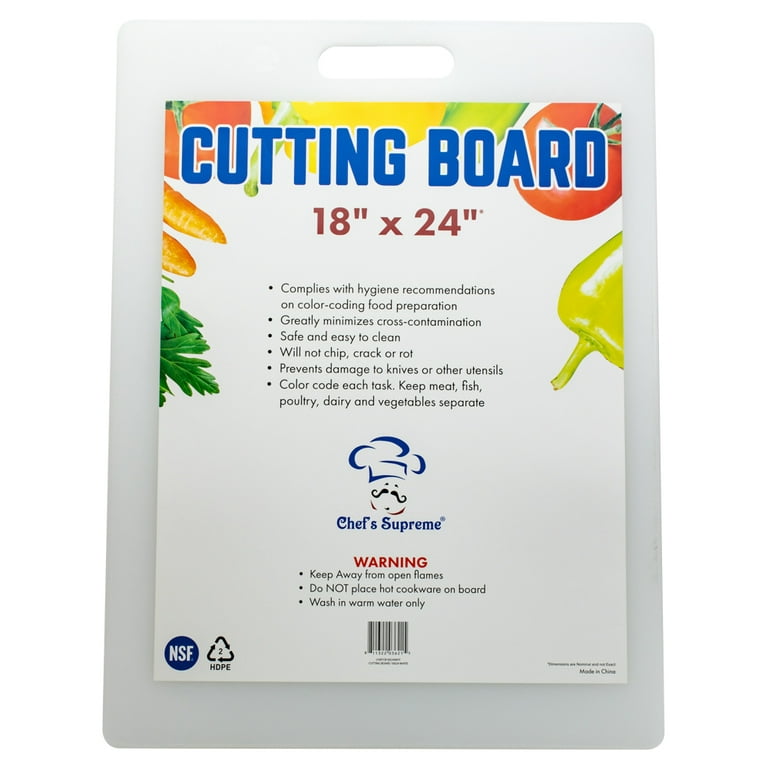 Plastic Cutting Board - Haccp-Compliant - Rectangle - White - 18 x 24 - 1  Count Box