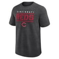 thumbnail image 2 of Men's Logo Athletic Heather Charcoal Cincinnati Reds Top Notch T-Shirt, 2 of 3