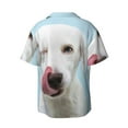 thumbnail image 2 of Balery Puppy Licks Nose Men's Casual Button Down Shirt Short Sleeve Textured Summer Cuban Beach Shirts-Large, 2 of 7