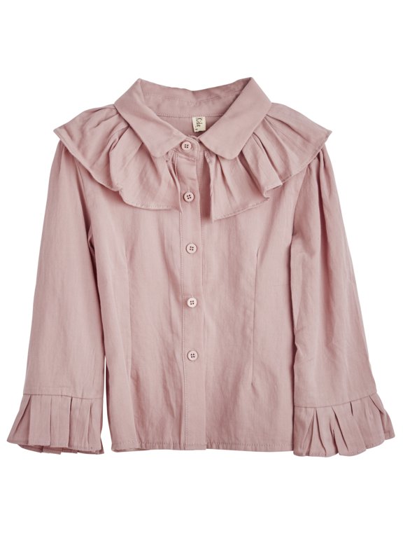 Conti Kids Toddler Girls Ruffle Bell Collar Blouse Dark Pink 2-3 Years