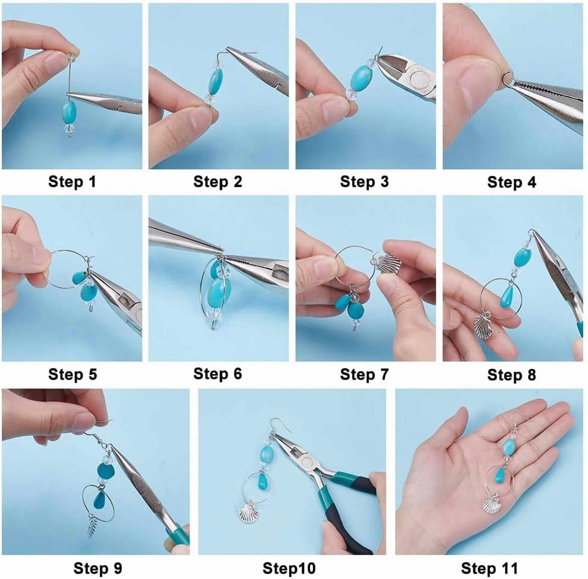 1115 Pcs Turtle Turquoise Earring Making Kit Including Starfish Beads Sea Turtle Beads Flower Bead Caps Open Jump Rings with Elastic Thread for Jewelry Necklace Earring Making Mixed Color 1set