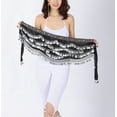thumbnail image 3 of Bead Velvet Hip scarf Belly Dance Class Belt Scarves Wrap with Black/Silver coin, 3 of 4