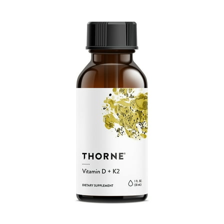 THORNE - Vitamin D   K2 Liquid with a metered dispenser - Vitamins D3 and K2 to Support Healthy Bones and Muscles* - 1 Fl Oz (30 ml) - 600 servings
