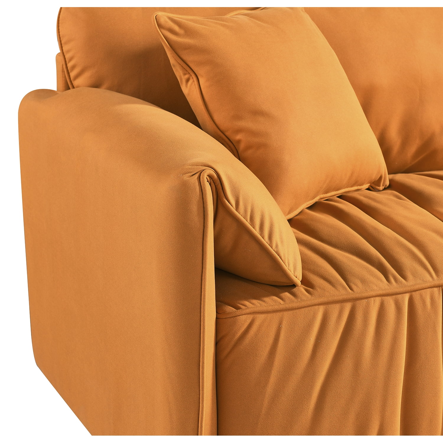 Kadyn Modern Upholstered Loveseat for Home, Sectional Sofa for Apartment Dorm, 2 Seater Living Room Sofa, Orange