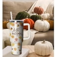 thumbnail image 5 of 40oz Autumn Gift Fall Tumbler with Handle and straw, Pumpkin Maple Orange Leaves Stainless Steel Insulated Cup, Coffee Mug Water Bottle for Thanksgiving, 5 of 6