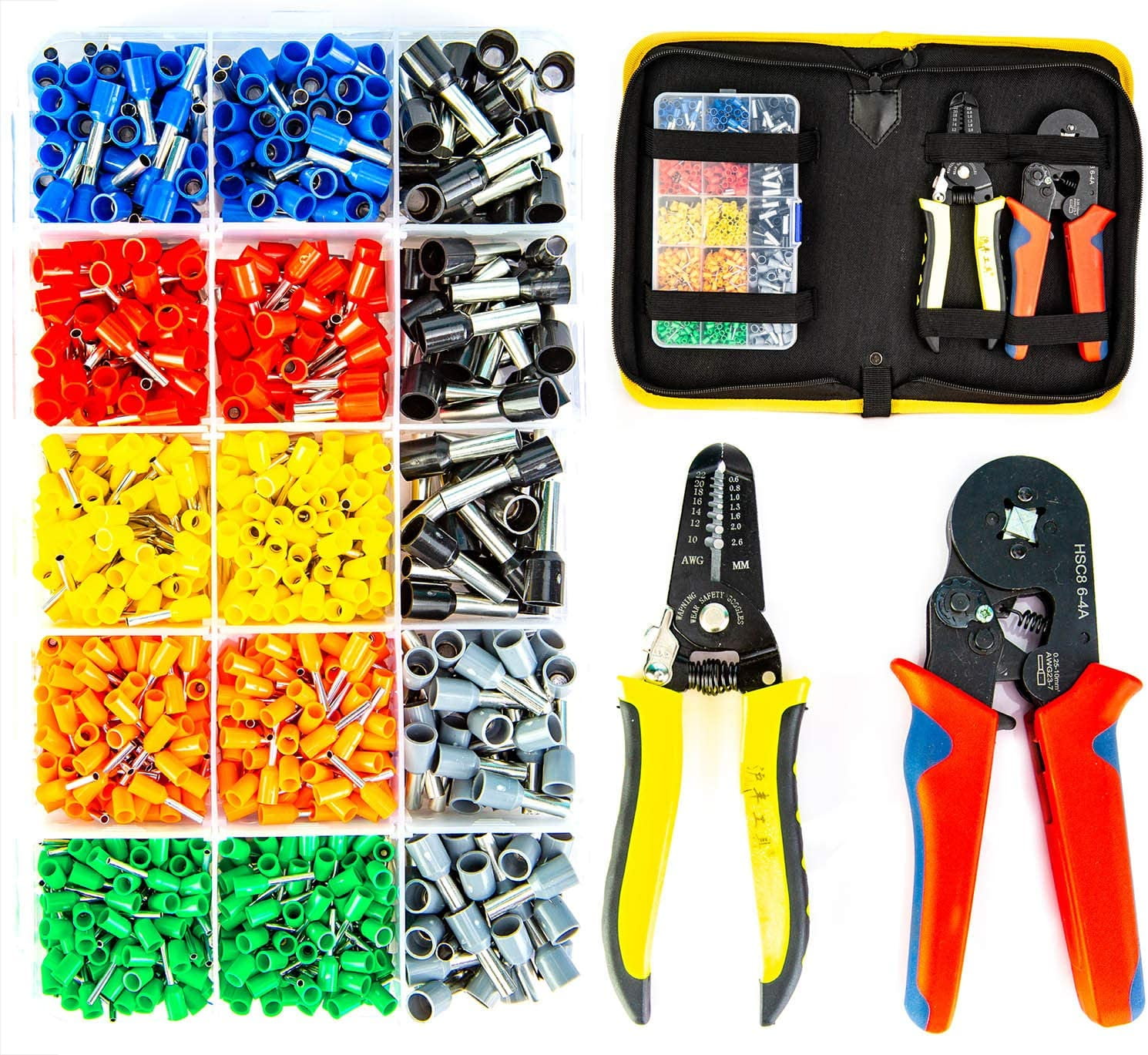 KOTTO Ferrule Wire Terminal Block Crimping Tool Plier Tool Kit Set with