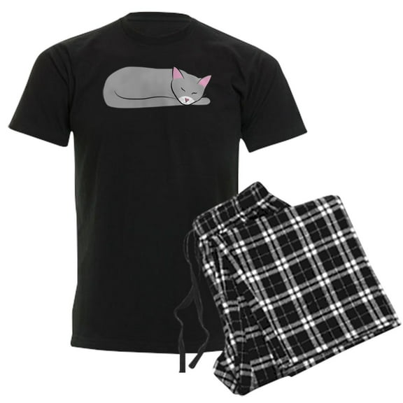 CafePress - Sleeping Cat Men's Dark Pajamas - Men's Dark Loose Fit Cotton Pajama Set