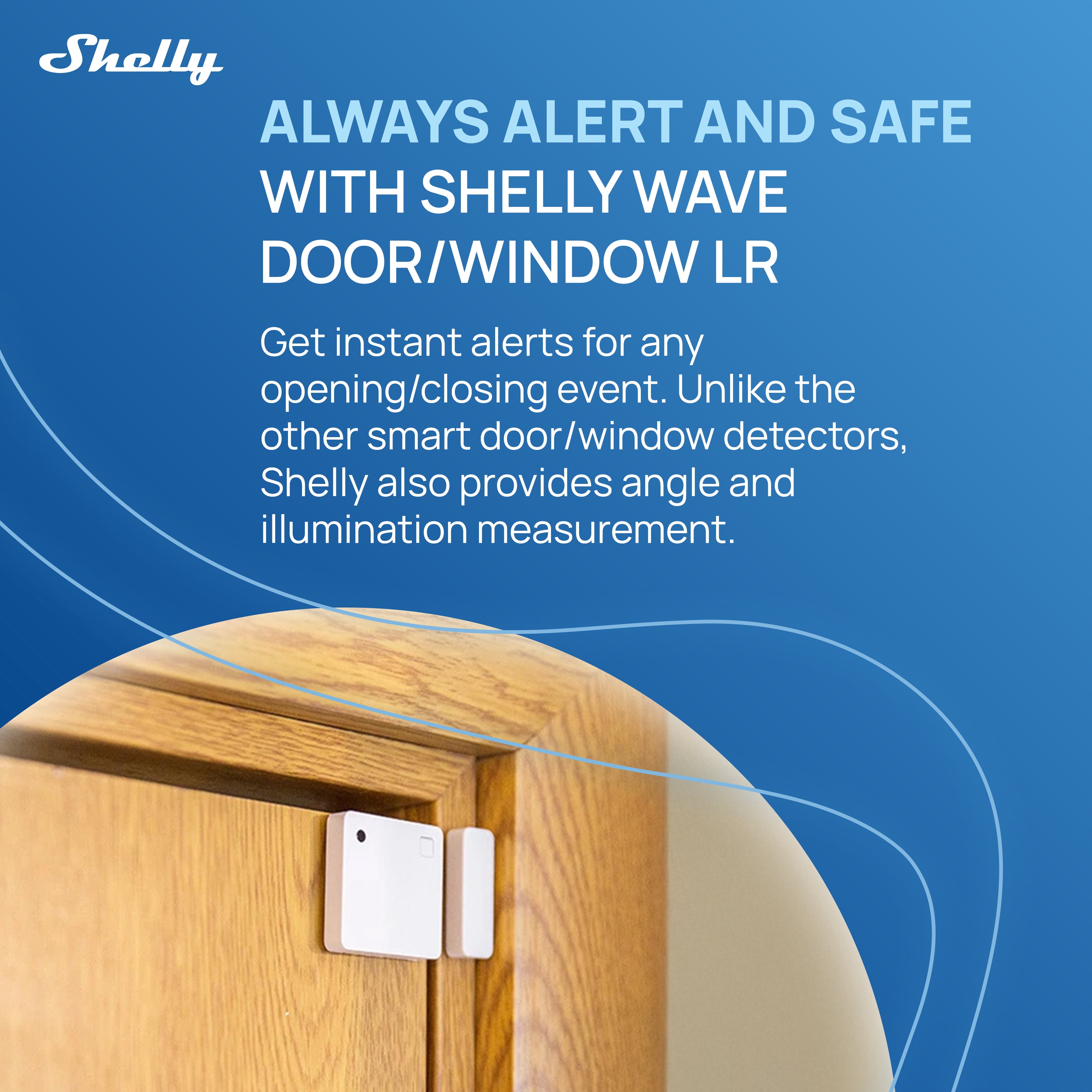 Shelly Wave Door/Window White, Z-Wave Long Range Operated Sensor, Home Automation, Compatible with Alexa, Google Home, SmartThings & Home Assistant, Bulletproof Security, Lux & Tilt Angle Measurement