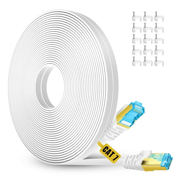 Cat 7 Ethernet Cable 20 ft, High Speed Internet Network Cable with Gold Plated RJ45 Connector, Shielded Flat Patch Cord