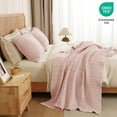 thumbnail image 4 of PHF 100% Cotton Waffle Weave Blanket, Lightweight Throw Washed Blanket for Bed Sofa Home Decor, Pink, 50"x60", 4 of 7