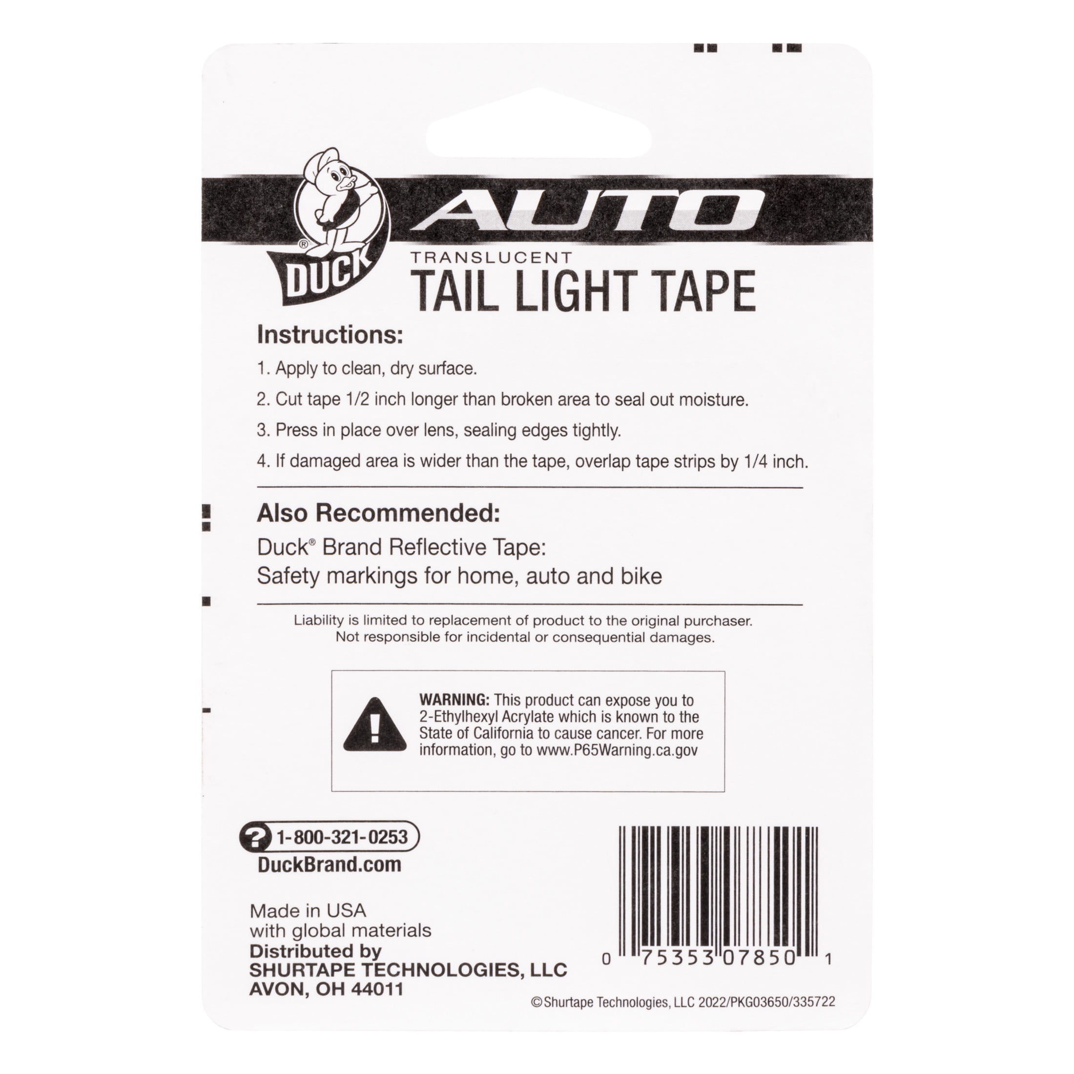Duck Brand Translucent Tail Light Tape - Red, 2 in. x 72 in.