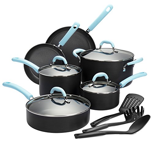 Double Nonstick Coating Kitchen Pots and Pan Set Finnhomy Super Value Hard-Anodized Aluminum Cookware Set Professional for Home Restaurant 13-Piece with Blue Handle Double Nonstick Coating Kitchen Pots and Pan Set Finnhomy Super Value Hard-Anodized Aluminum Cookware Set Professional for Home Restaurant 13-Piece with Blue Handle