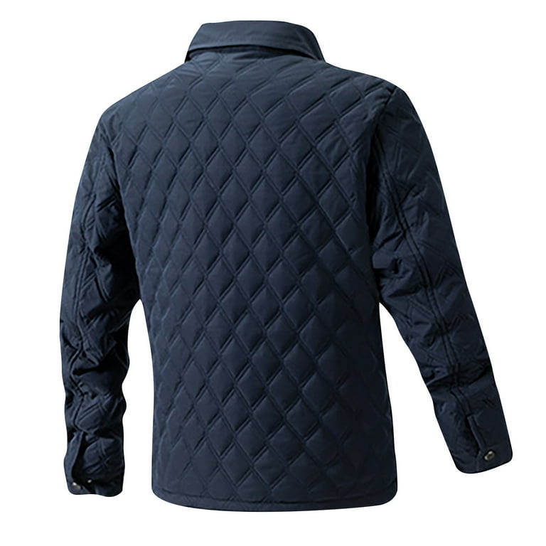 ZQUUVOU Mens Quilted Barn Jacket Male Winter Button Down Lightweight Warm Padded Coats Casual Trucker Jackets Outwear With Pocket Black Walmart