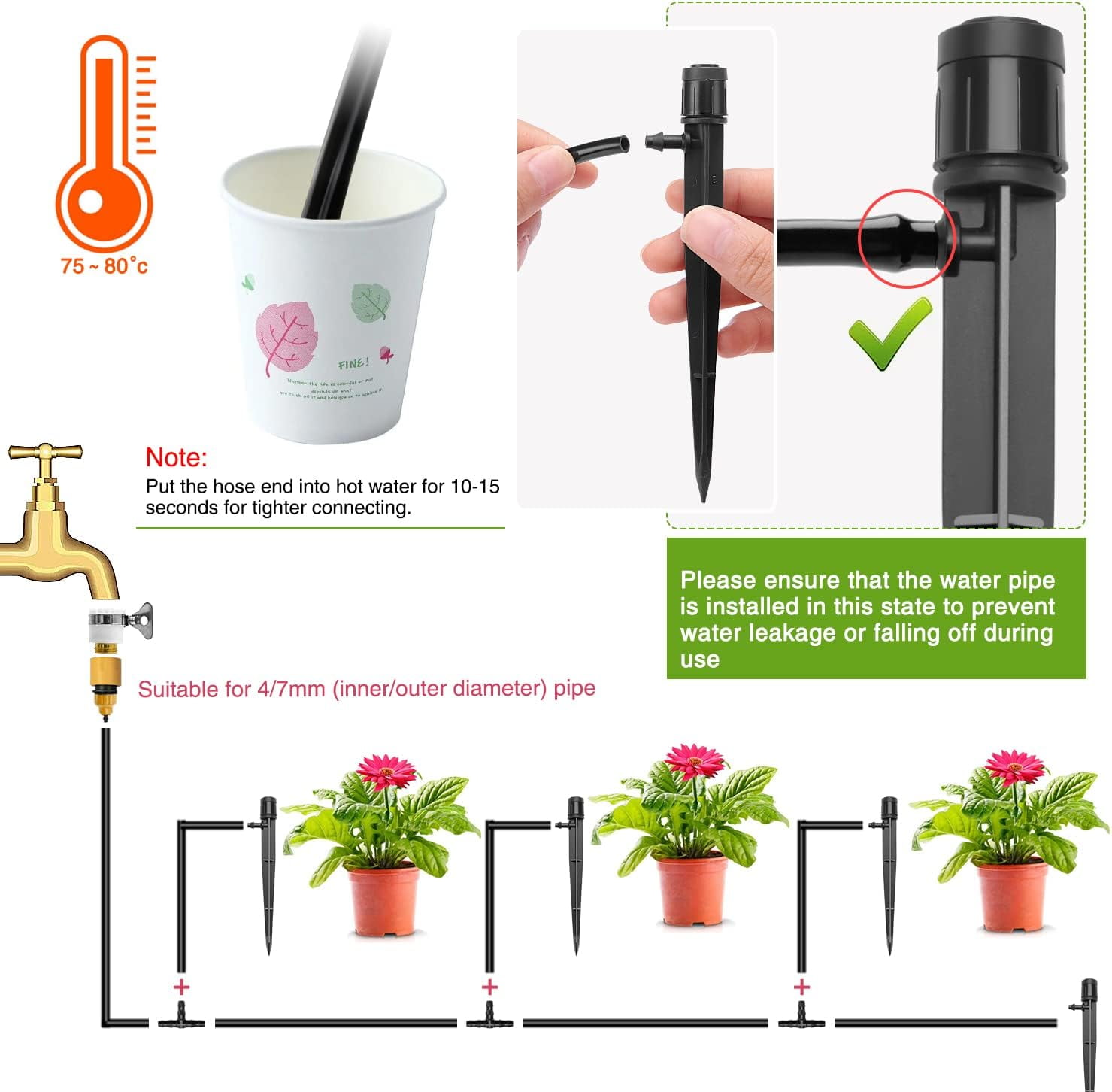 Micro Sprinkler with Adjustable Flow, Anti Clogging Drip Irrigation Emitters for Gardens, Lawns, and Pots, Slow and Steady Watering Rate for Thriving Plants