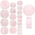 thumbnail image 4 of Body Candy Womens 2Pc Pink Rose Quartz Stone Double Flare Plug Earring Ear Plug Gauges Set of 2, 4 of 4