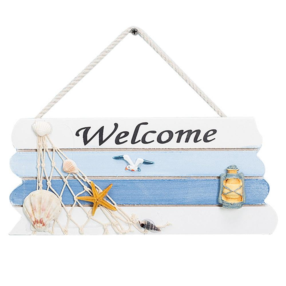 Home Decor Sign Wooden Welcome Hanging Sign ~ Nautical Decoration 
