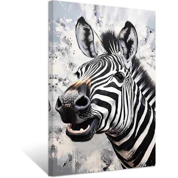 ZHONGYUTONG Zebra Canvas Wall Art Black and White Zebra Picture Prints African Animal Paintings Wall Decor for Kids Room Nursery Framed (12.00" x 18.00")