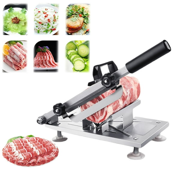 Qiyester Manual Frozen Meat Slicer, Household Multifunctional Beef, Lamb, and Vegetable Stainless Steel Slicer