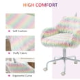 thumbnail image 4 of CoSoTower Fluffy Unicorn Office Chair with Mid-Back and Armrest Support, 5 Star Swivel Wheel White Base, Rainbow, 4 of 7