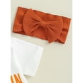 thumbnail image 4 of Infant Baby Girls 3Pcs Halloween Outfits Short Sleeve Letter Romper Ruffle Shorts Headband Set, 4 of 8
