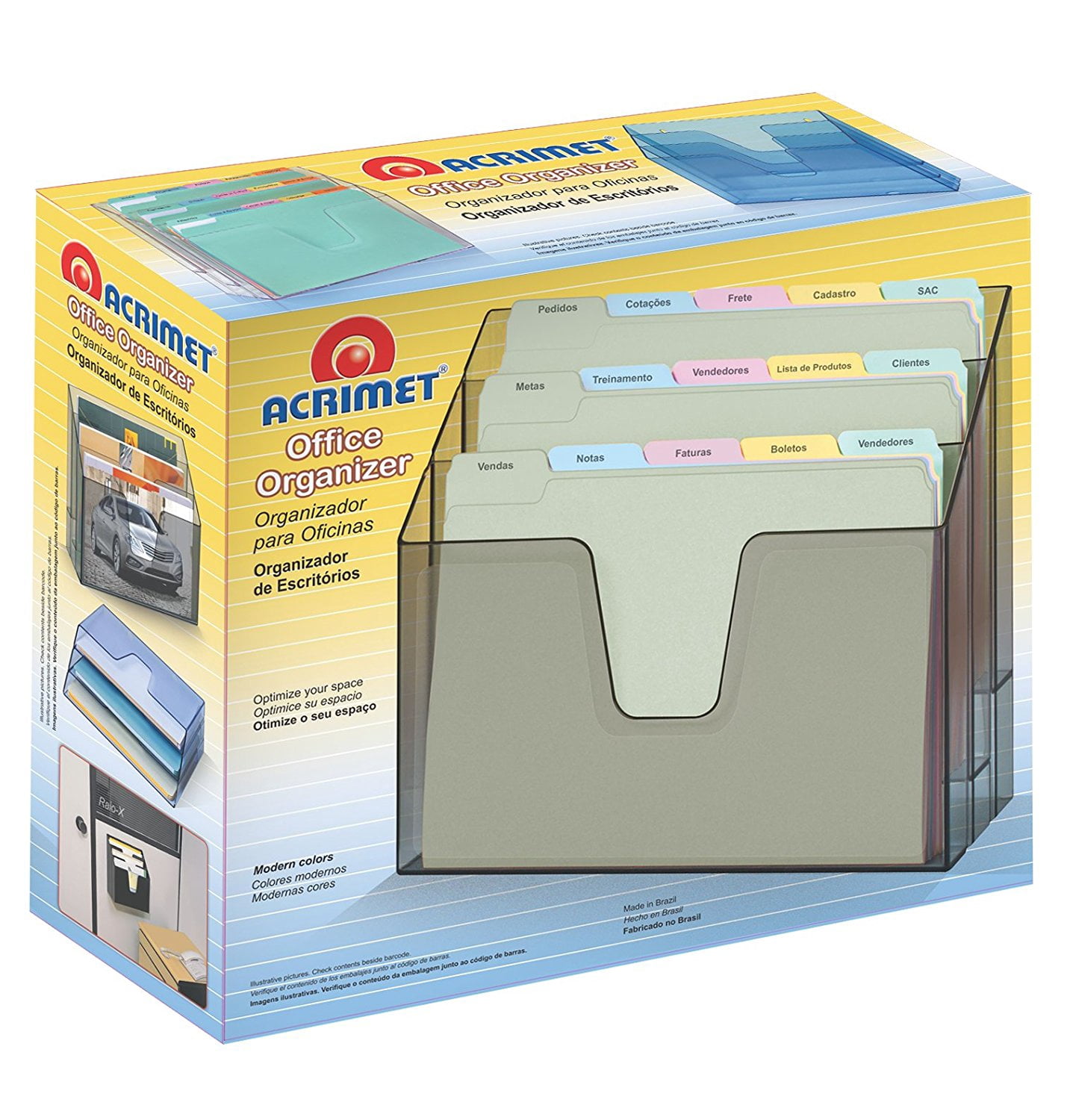 Acrimet Horizontal Triple File Folder Organizer (Clear Green Color)