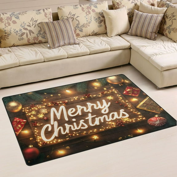 Ryvnso Gift Merry Christmas Area Floor Mat Non-Slip Carpet Soft Rugs Doormats 31" x 20"