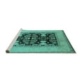 thumbnail image 2 of Ahgly Company Machine Washable Indoor Rectangle Oriental Turquoise Blue Industrial Area Rugs, 2' x 4', 2 of 4