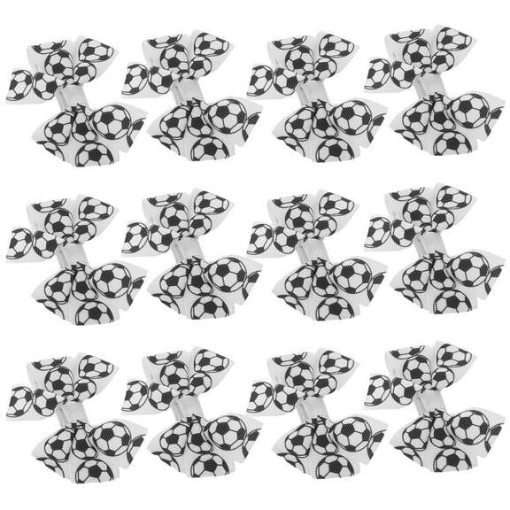 LOLIPPYY 6 Pairs White Football Bowknot Snap Hair Clips, Secure Hold Sports Barrettes for Active Wear