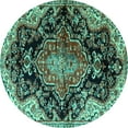 thumbnail image 1 of Ahgly Company Indoor Round Medallion Turquoise Blue Traditional Area Rugs, 7' Round, 1 of 4