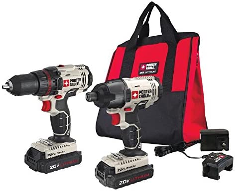 PORTER-CABLE 20V MAX Cordless Drill Combo Kit and Impact Driver, 2-Tool  (PCCK604L2) (NEW)