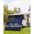 thumbnail image 4 of 4th of July RV Awning Sun Shade Screen 9'X7' 250th Anniversary Mesh Sunscreen Blue Black Patriotic American Flag Awning Shade Screen with Zipper UV Blocker Completed Kits for RV Motorhome Camper, 4 of 7