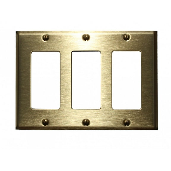Switchplate Brushed Solid Brass Triple GFI | Renovator's Supply