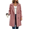 thumbnail image 2 of XRoczxe Women's Double Breasted Long Coat, Notched Lapel Wool Blend Overcoat, Elegant Solid Color Winter Jacket with Pockets for Work Daily Wear, 2 of 8