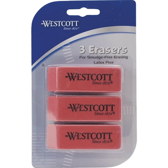 Westcott Erasers Pink Eraser - 3 Pack