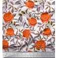 thumbnail image 1 of Soimoi Toile de Coton Feuilles & Fleurs Roses Imprimés par Yard 42 Pouces de Large, 1 of 3