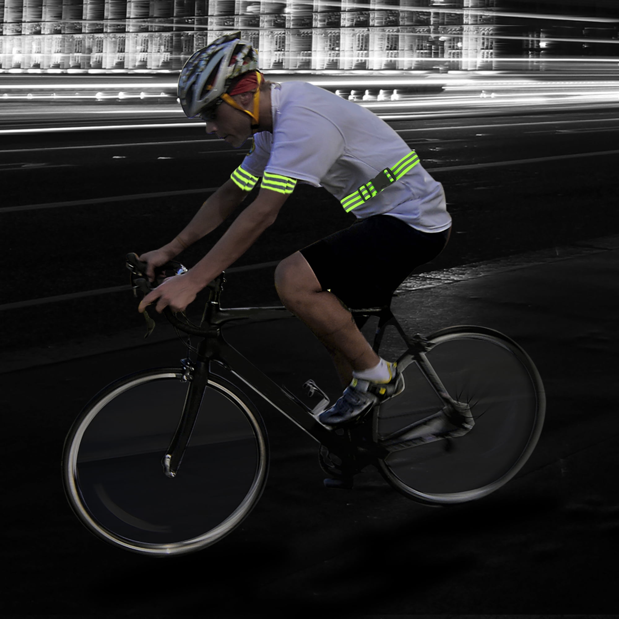 Unique Bargains Reflective Belt High Visibility Cycling at Night Green 3pcs