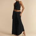 thumbnail image 6 of NMMUED 2 Piece Skirt Sets for Women Maxi Skirt Set Smocked Skirt Set Long Skirt Set Crop Top and Skirt Sets Women, Black L, 6 of 7