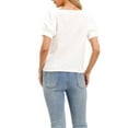 thumbnail image 3 of INSPIRE CHIC Puff Short Sleeve Top for Women Round Neck Spring Summer Textured Casual T-Shirt Tops XS White, 3 of 6
