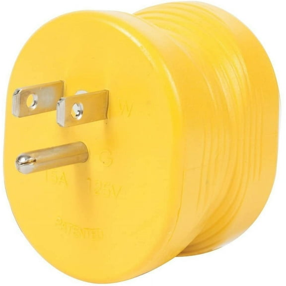 Camco PowerGrip Electrical Adapter 55223 - 30 Amp to 15 Amp Camper Plug - Yellow