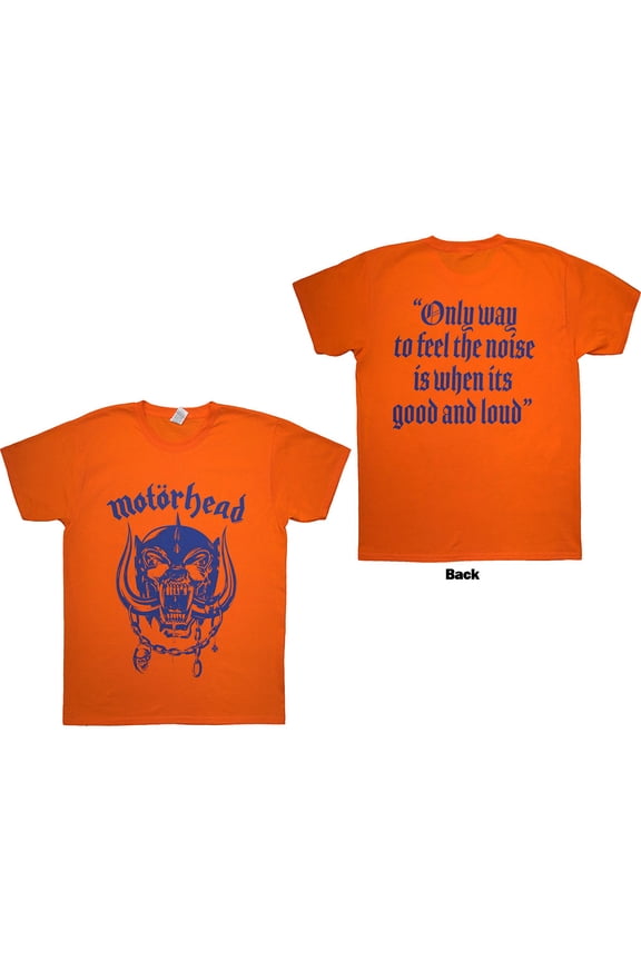 Motorhead Unisex T-Shirt Good & Loud (Orange) (Back Print)