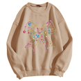 thumbnail image 1 of WEAIXIMIUNG Chandails en Molleton pour Femmes Fermeture Éclair Mode Décontractée Manches Longues Nœud Imprimé Col Rond Pull Chandail en Molleton, 1 of 3