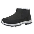 thumbnail image 3 of Rokment Winter Snow Boots for Men Seniors Lightweight Warm Thicken Plush Lined Non Slip Work Ankle Booties In Cold Weather Black Size 7.5, 3 of 4