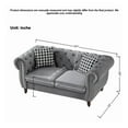 thumbnail image 7 of 67" Chesterfield Loveseat with Wood Legs and Nailhead Armrest, Velvet Upholstered Couch with Crystal Buckles Backrest, Tufted Mid Century Modern Cloud Sofa for Living Room, Bedroom, Apartment, Grey, 7 of 7