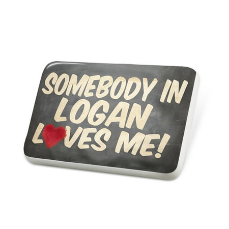 Porcelein Pin Somebody in Logan Loves me, Utah Lapel Badge – NEONBLOND