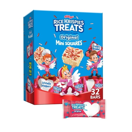 Rice Krispies Treats Original with Holiday Sprinkles Chewy Mini Marshmallow Snack Bars, Valentine's Day Treats, 12.4 oz, 32 Count